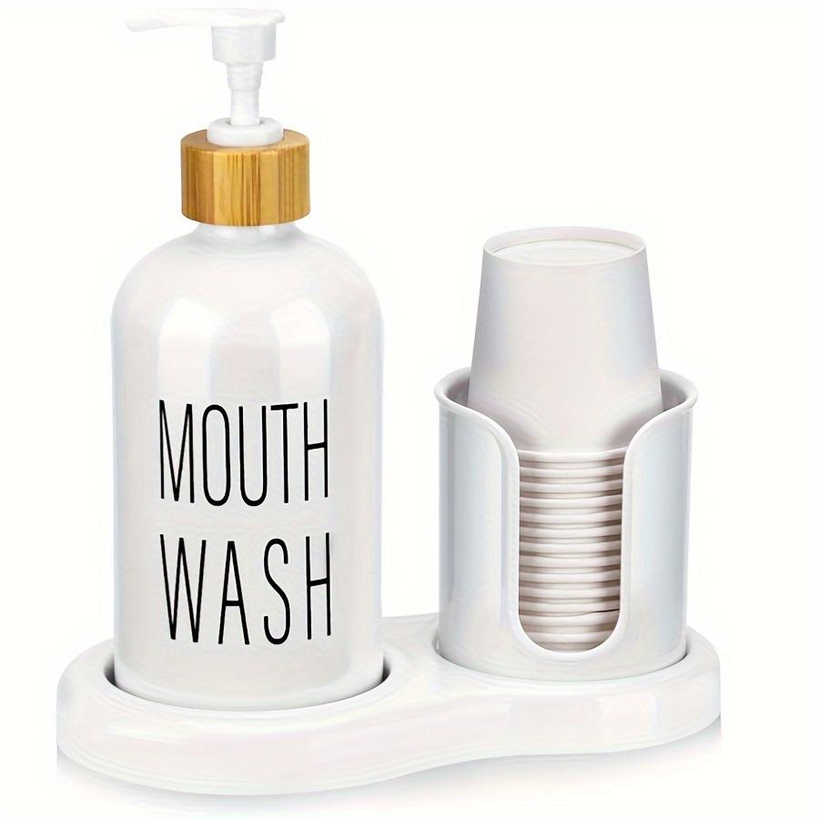 3 шт. дозатор для ополаскивателя для полости рта в ванной с подстаканником, бутылка на 16 унций с насосом, держатель для бумажного стакана, стаканчики для ополаскивателя для полости рта, многоразовые