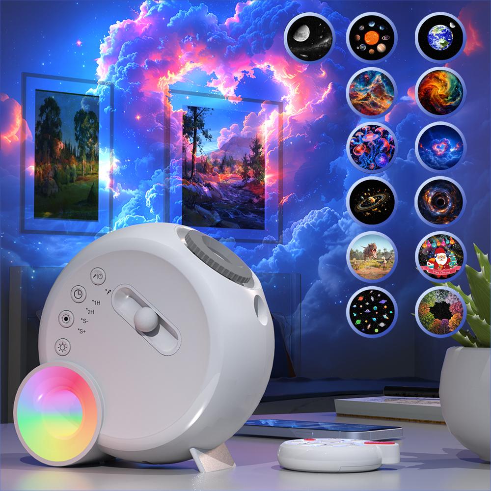 Foucsing Galaxy Star Starry Sky Projector Night Light Bluetooth перезаряжаемый вращающийся ночник для декоративного детского подарка
