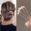 Fashion Metal U-Shaped Hair Stick Women Elegant Simple Pearl Hair Clip Pins Rhinestone Hairpin Headwear Hair Accessories Gifts
