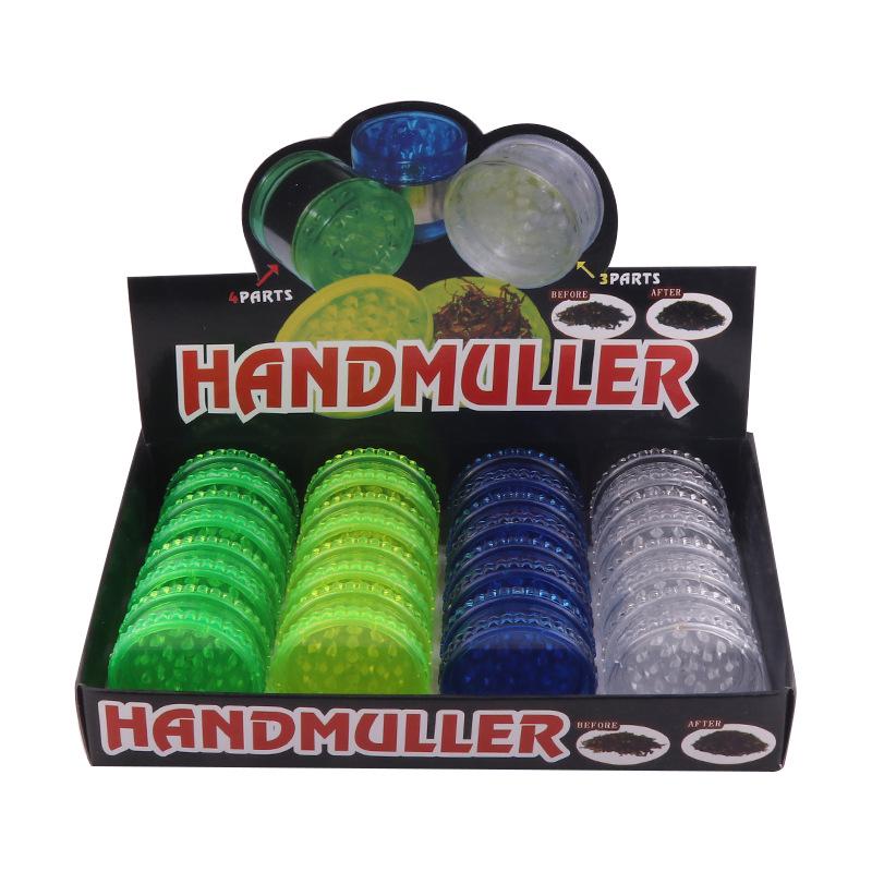 Plastic Three-Layer Grinder with Acrylic Flat Mouthpiece, Mixed Colors