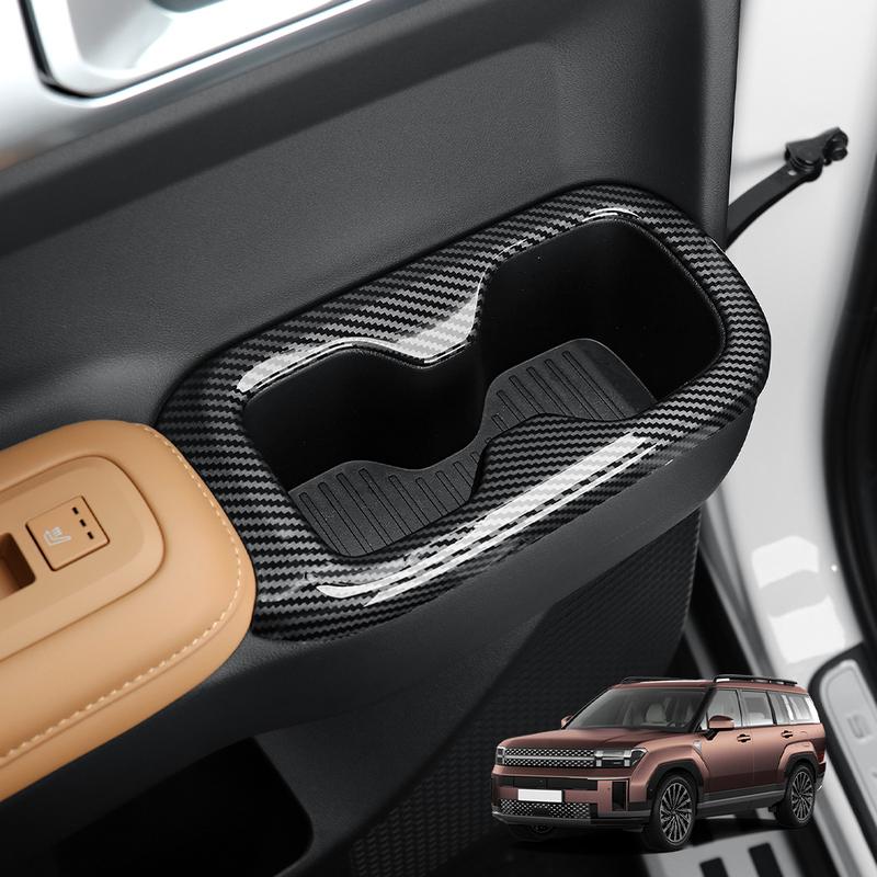 2PCS Car Interior Accessories 2-row Cup Holder Rear Drainage Cup Frame Trim ABS Material For Hyundai Santa Fe MX5 2024 2025 LHD
