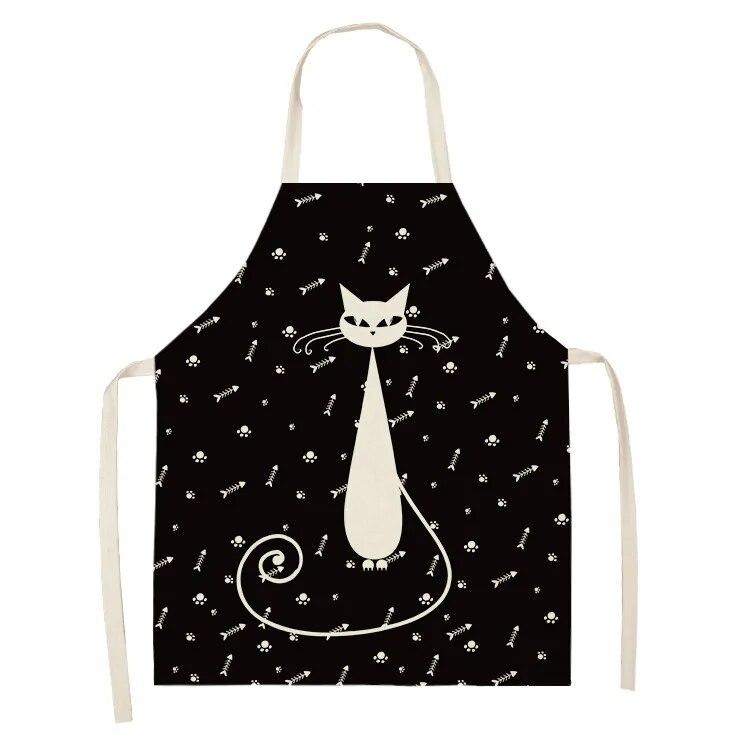 1 шт. 55x68 см кухонный фартук с милым принтом кота домашние хлопковые льняные фартуки без рукавов для мужчин и женщин аксессуары для выпечки 38x47 см