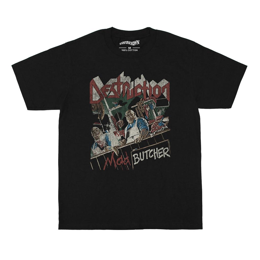 Футболка Destruction Mad Butcher Thrash Metal Sodom Kreator Ретро Винтажная Мужская С Коротким Рукавом С Принтом Свободная Унисекс Графическая Рубашка