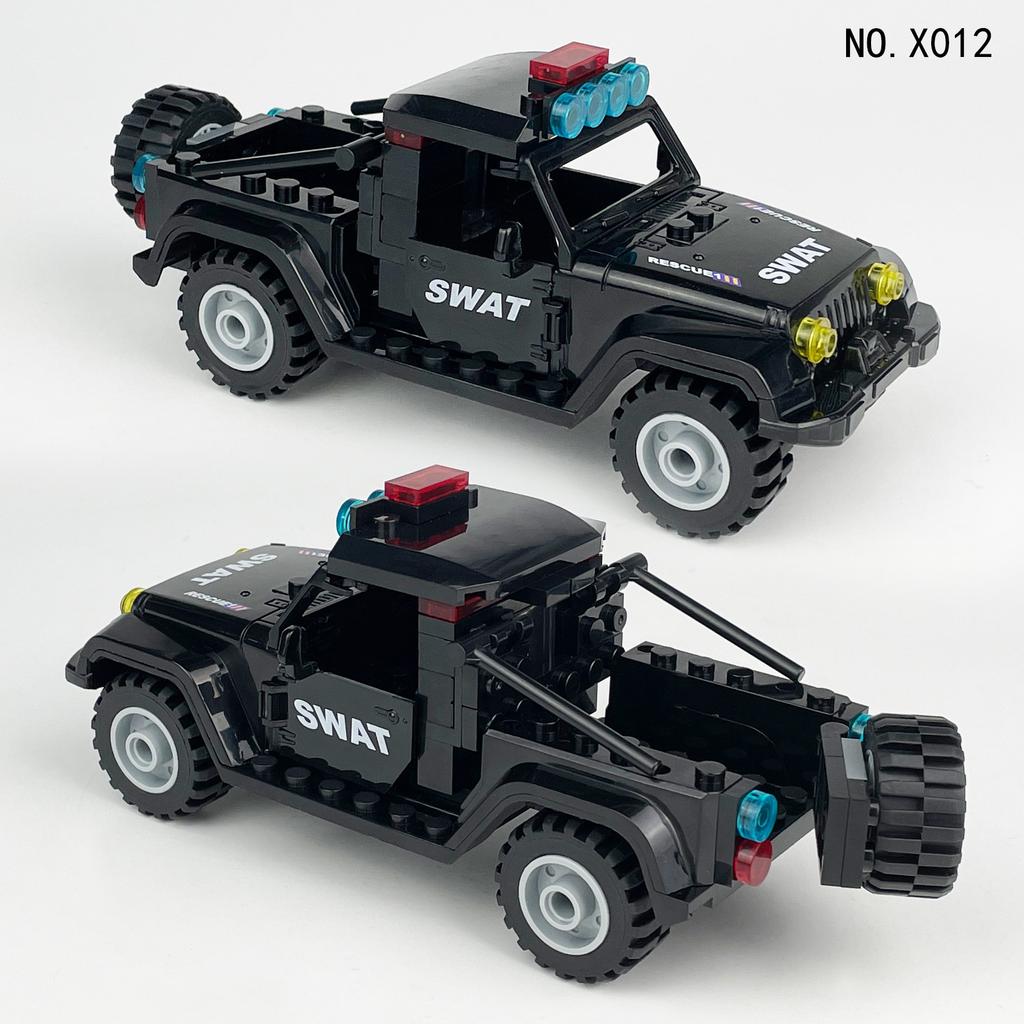 X001 X010 X012 X013 Jeep SUV Police Car Pickup Car Model Small Pellet Building Blocks Toy Car