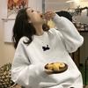 Женская толстовка с круглым вырезом и длинным рукавом, свободного кроя, с принтом кошки, пуловер-толстовка, винтажная американская осенняя верхняя одежда