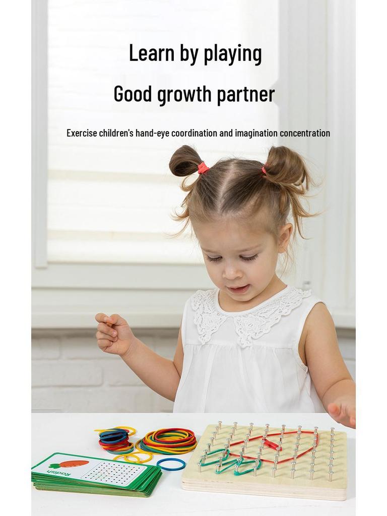 Wooden Geometric Shapes & Pegboard Educational Puzzle Toy for Early Childhood Development