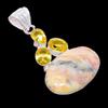 Laguna Lace Agate, Citrine Gemstone 925 Sterling Silver Jewelry Pendant 2.2"  AH-3314