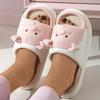 Fashion Women's Winter Cute Cartoon House Slippers Comfortable Thick Sole Cotton Indoor Shoes Woman Open Toe Non Slip Platform Slippers