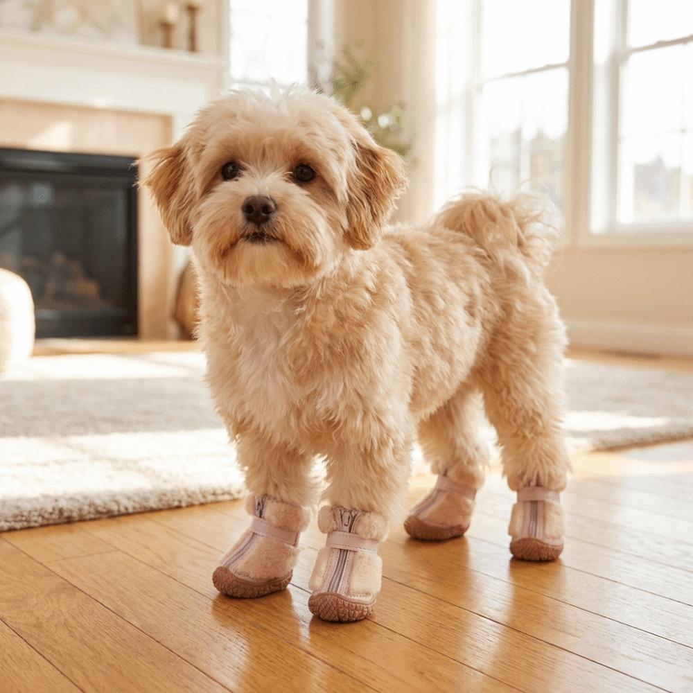 4 PCS/SET Comfortable Winter Dog Snow Boots Plush Lined Pet Paw Protection Outdoors