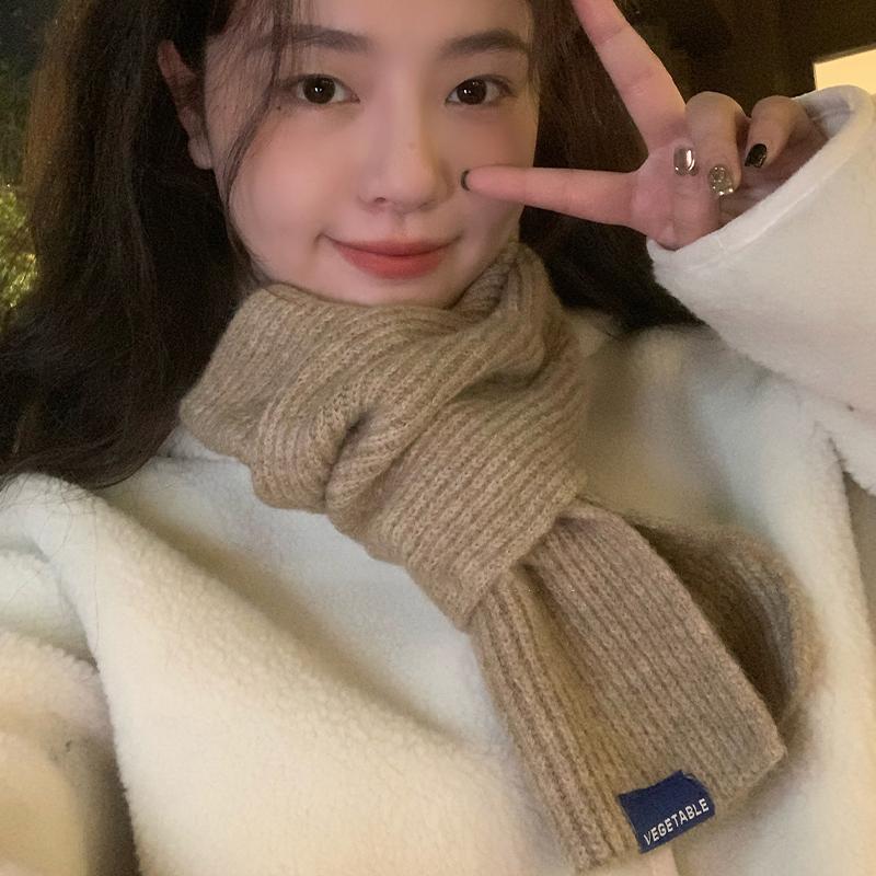 Короткий шарф-крест для женщин Зимний теплый шерстяной вязаный шарф Студенческий корейский стиль Парный стиль На все случаи жизни