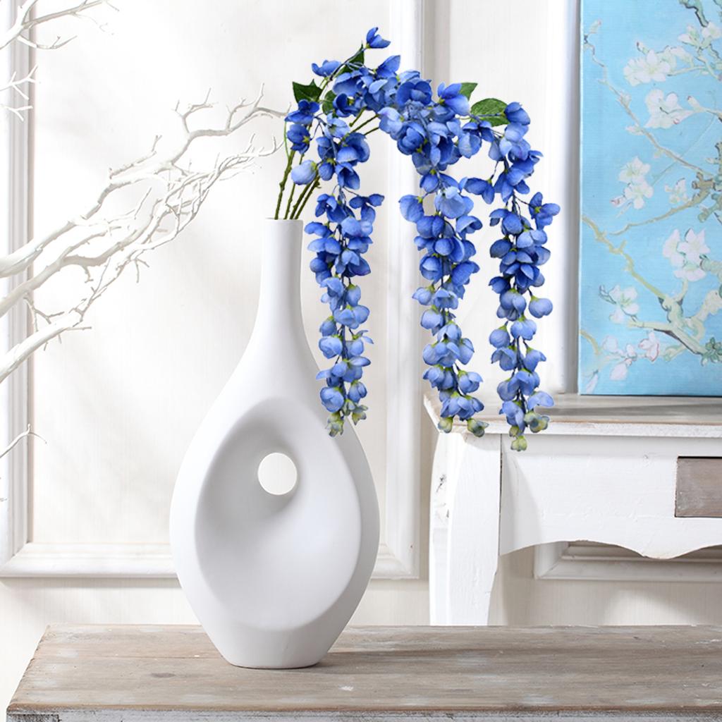 Artificial Wisteria Iron Wire Silk Cloth Simulated Flower Vine for Wedding Home Decoration Length 97cm