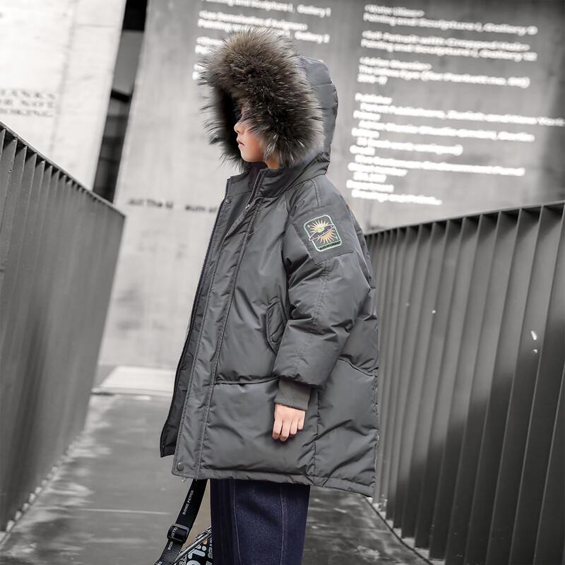 Зимняя куртка с капюшоном и утиным пухом Duoduojia для мальчиков, приталенного силуэта