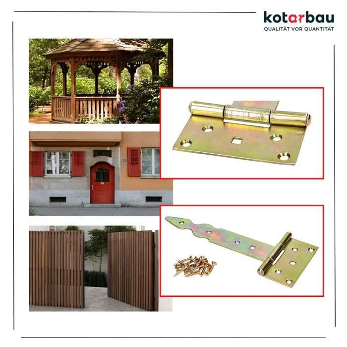 Charnière en T Décorative 200 mm Galvanisé Jaune - KOTARBAU®