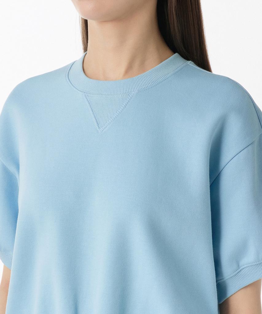 MUSINSA STANDARD WOMAN Women'S Double Knit Short Sleeve Sweatshirt [Sky Blue]
