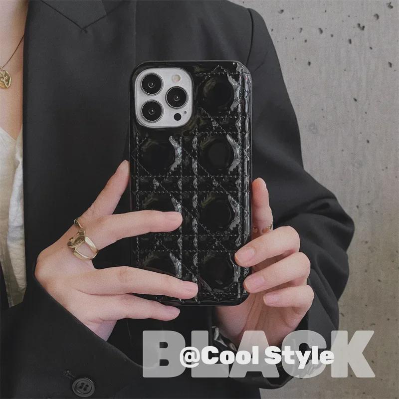 Patent Leather Stitching Candy Color Case for Apple 11 Pro Max/12 Pro/14 Pro Max