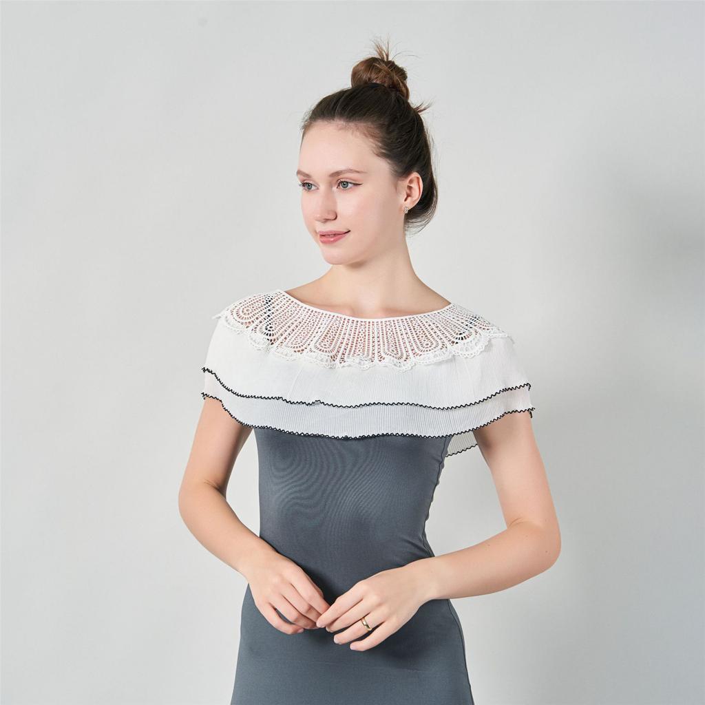 Fashion Lace Trim Shawl Hollowout Neck Scarf Breathable Poncho Lace Shawl Women Formal Party Collar Shawl Shoulder Wrap