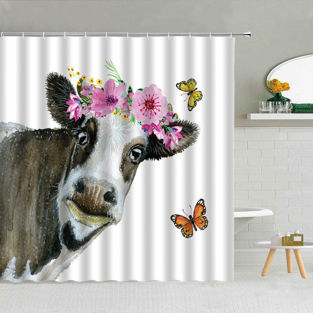 Милая Шторка для душа с коровами и быками, с крючками, современная, модная, забавная, животное с западной фермы, занавеска для ванной, полиэстер, экран для ванны