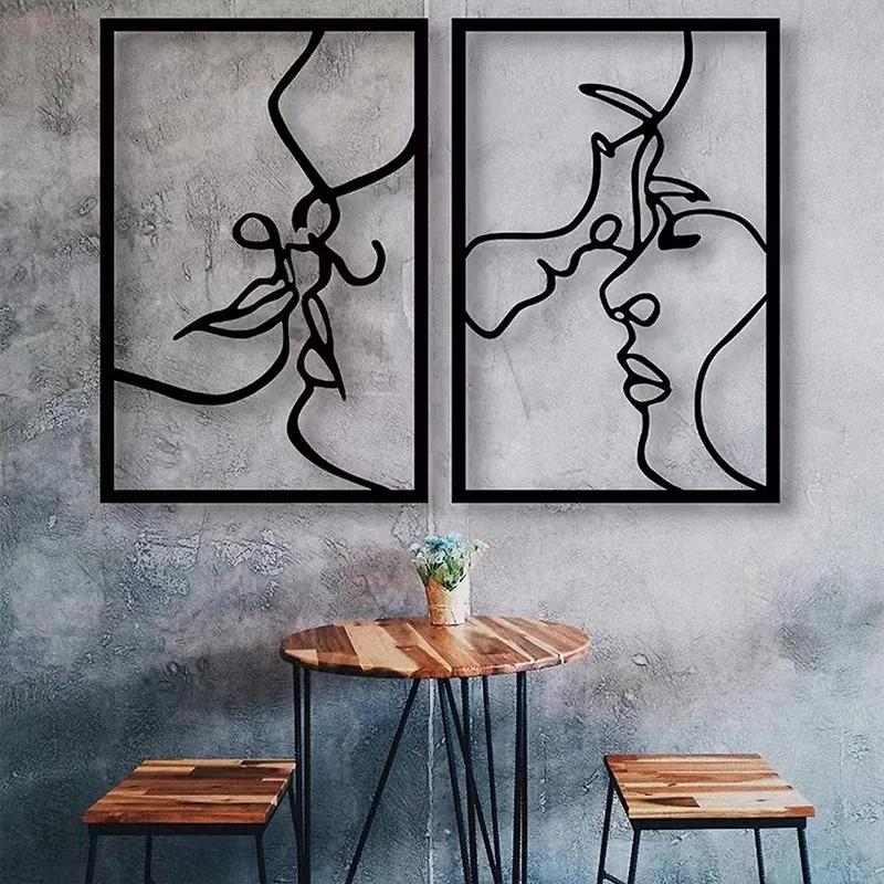Modern Simple Abstract Female Line Decoration Background Wall Living Room Wall Decoration Hanging Painting Metal Material