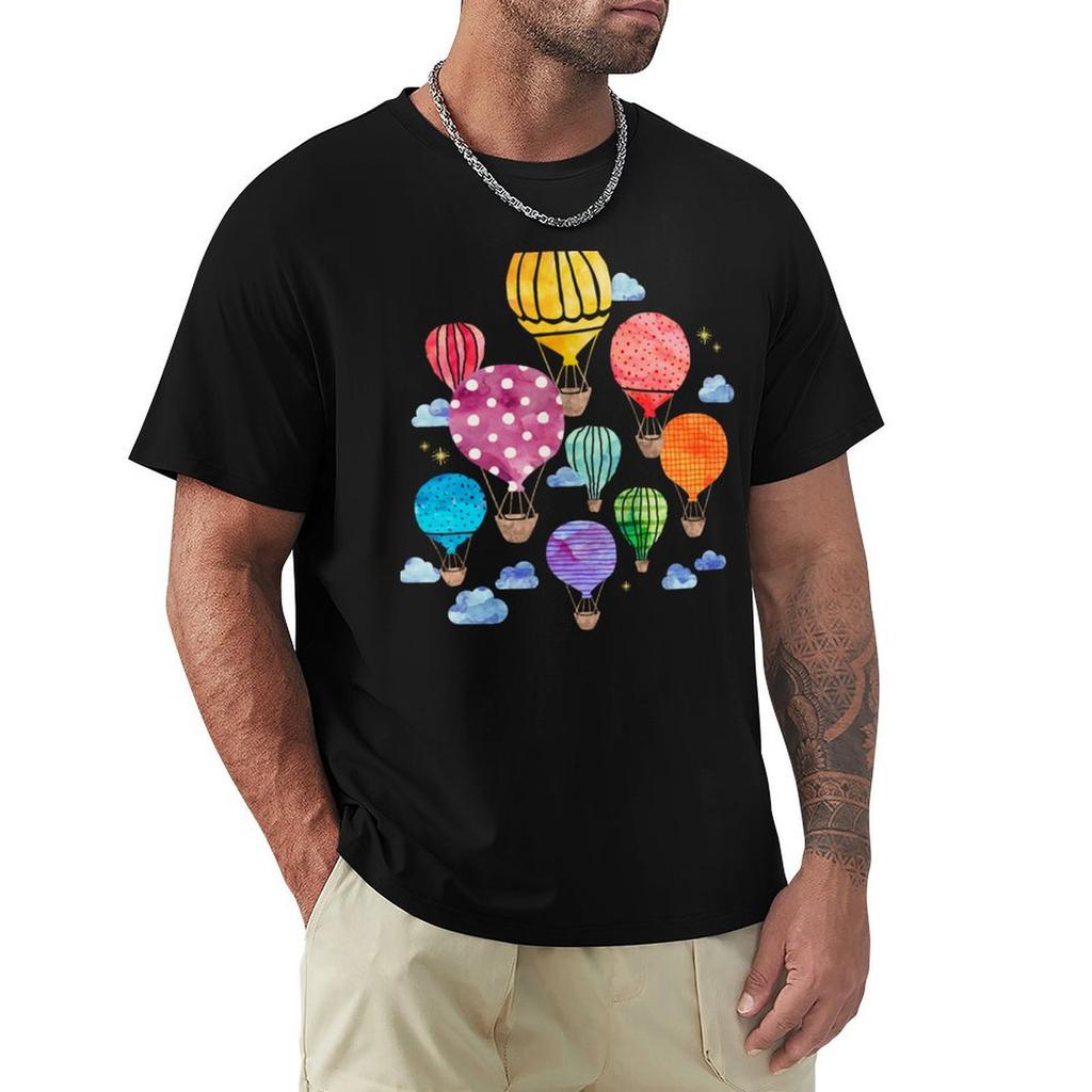Hot Air Balloon Night TShirt for a boy oversized t shirt black tshirts for men