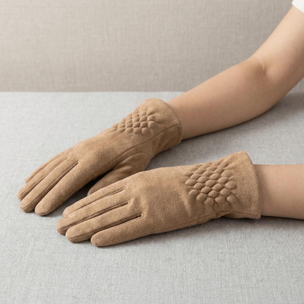 Solid Color Gloves Thickened Winter Mittens Elegant Suede Velvet Gloves Ladies