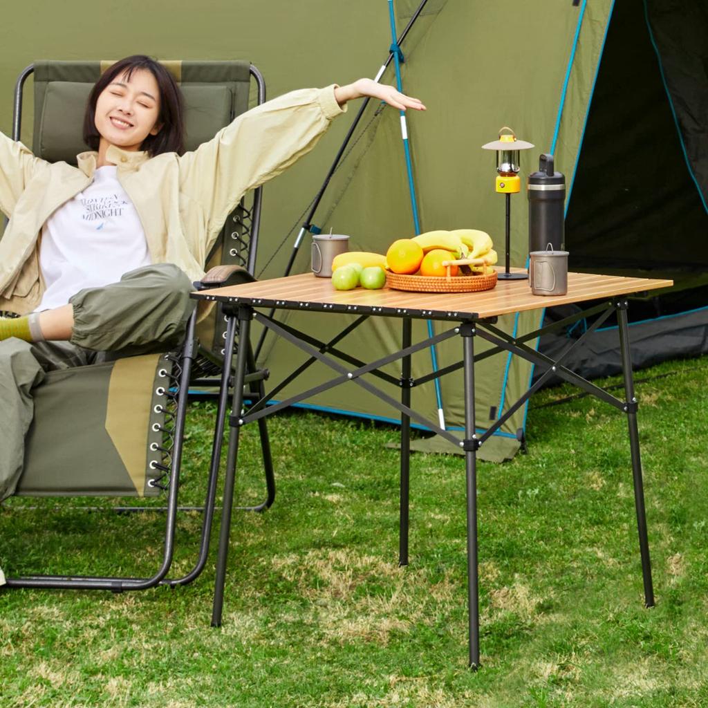 TIMBER RIDGE Уличный складной стол для телеработы Грузоподъемность 45 кг Алюминиевый рулонный стол для кемпинга, барбекю, сумка для хранения, в комплекте Компактный домашний рабочий деревянный стол