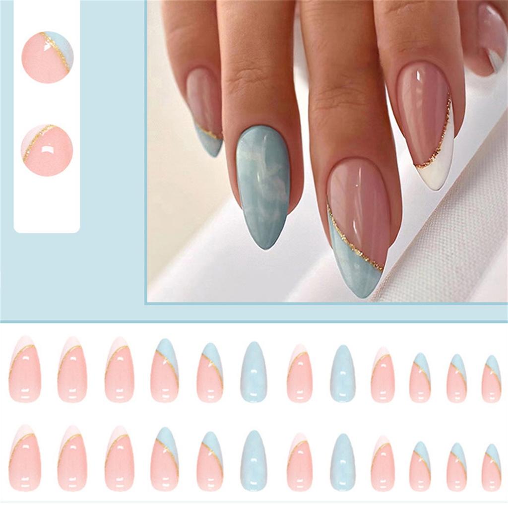 Press On Nails Long Acrylic Nails Fake Nails Green Nails Full Cover Nails For Women 5ml