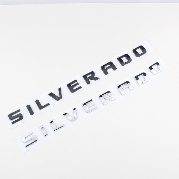 3D Car Side Fender Trunk Emblem Badge Sticker For SILVERADO Letters Logo Nameplate Silver Black Auto Replace Accessories