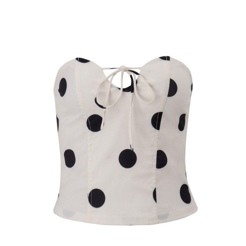 Cross-Border European and American Women's Clothing 2025 Autumn New Sexy Chest-Wrap Polka Dot Design Tight-Fitting Short Inner Tank Top