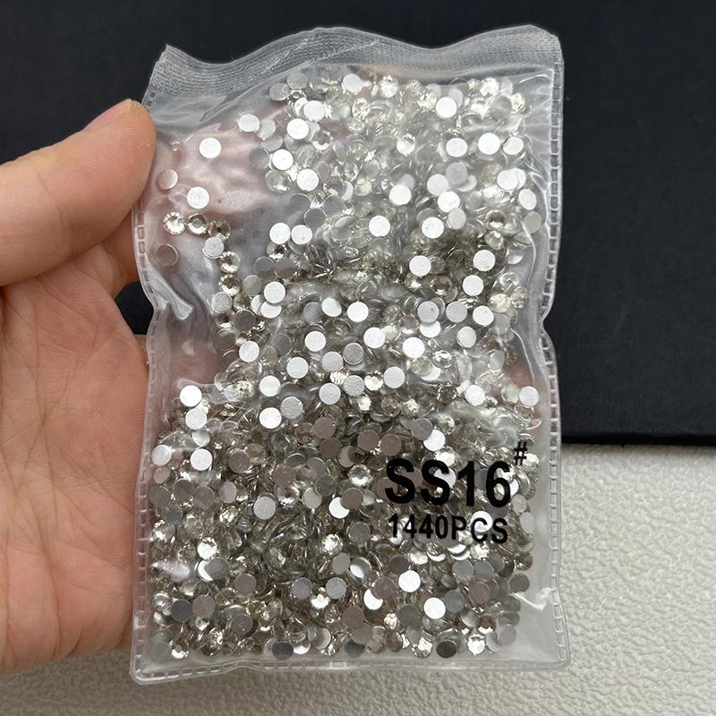 1440Pcs/bag AB/Clear Round Mini Nail Diamond SS3-SS20(1.3-4mm) FlatBack Non-Hotfix Nail Crystal Crystal Clear AB Manicure Glass