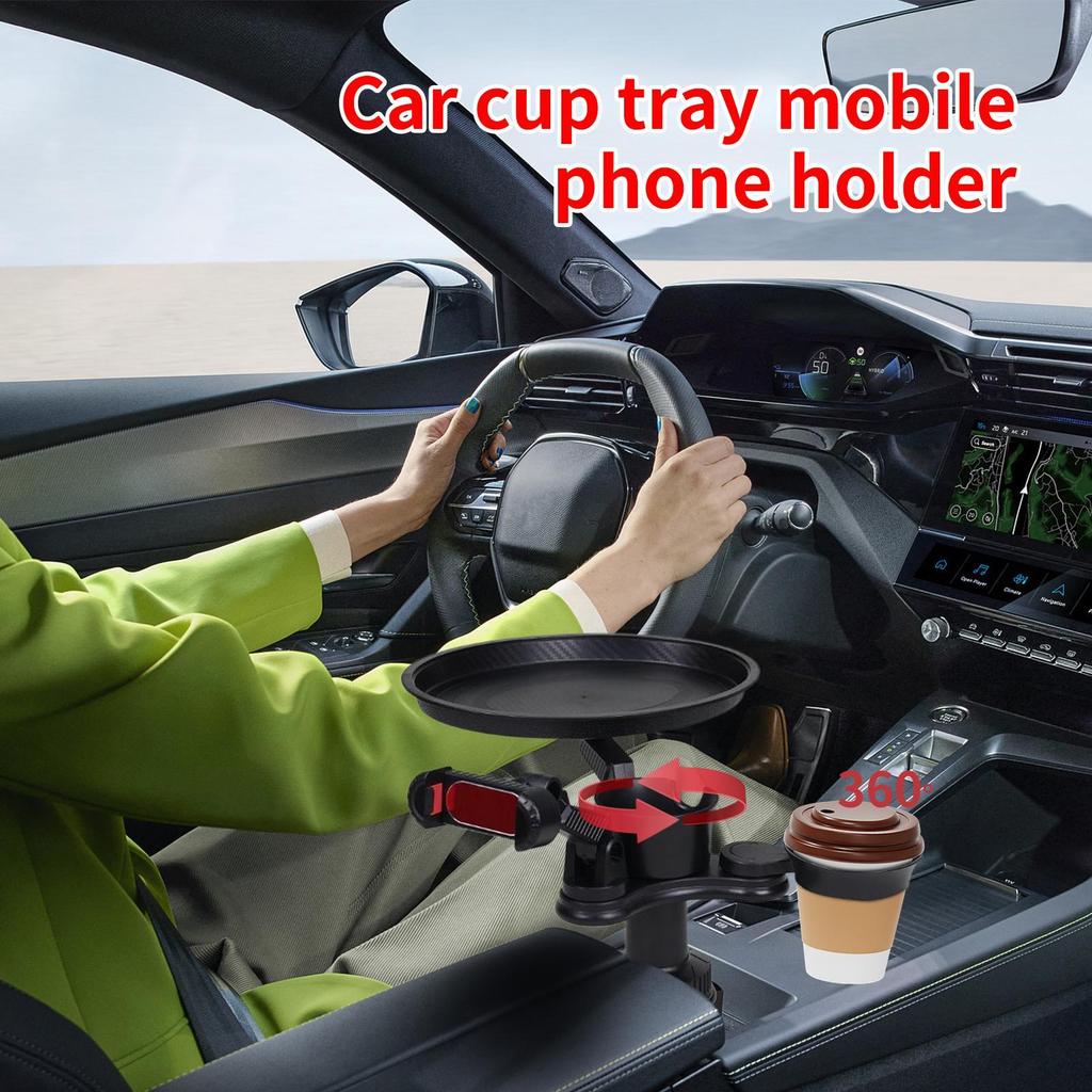 Car Cup Tray Mobile Phone Holder Telescopic Car Cup Storage Table Rotation Table Slot Automotive Food Tray Expander Organizer