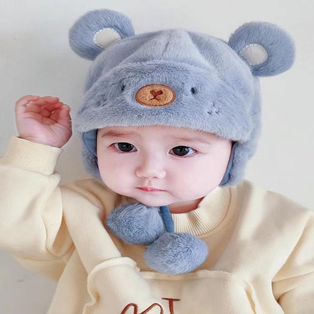 Cold and Warm Protection Baby Soft Plush Warm Hat Windproof Outdoor Thick Ear Protection Bonnet