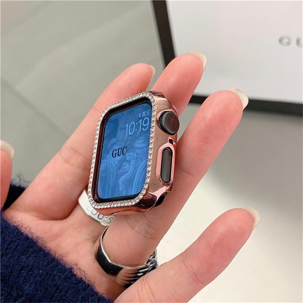 Чехол Diamond PC для Apple Watch Series10 9 8 7 6 SE ultra Bling защитный бампер блестящая рамка для IWatch 46 мм 42 мм 40 мм 41 мм 45 мм 44 мм 49 мм крышка