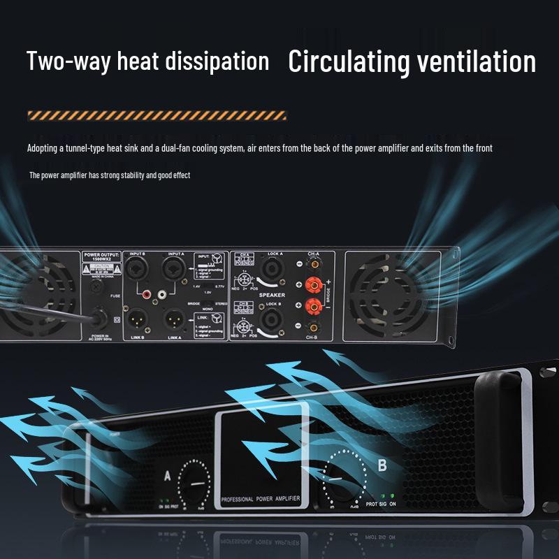 600W*2 High-Power Professional Amplifier for Stage and Conference Room Performance