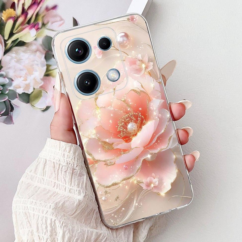 Clear For Redmi Note 14S 4G Case Cover Luxury Butterfly Love Fashion Flowers Cool Lion Cute Painted Soft Casing
