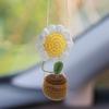 Car Accessories Sunflower Pendant Handmade Sunflower Car Rear View Ornament Cute Potted Plant Pendant Not Block The Sight Wool