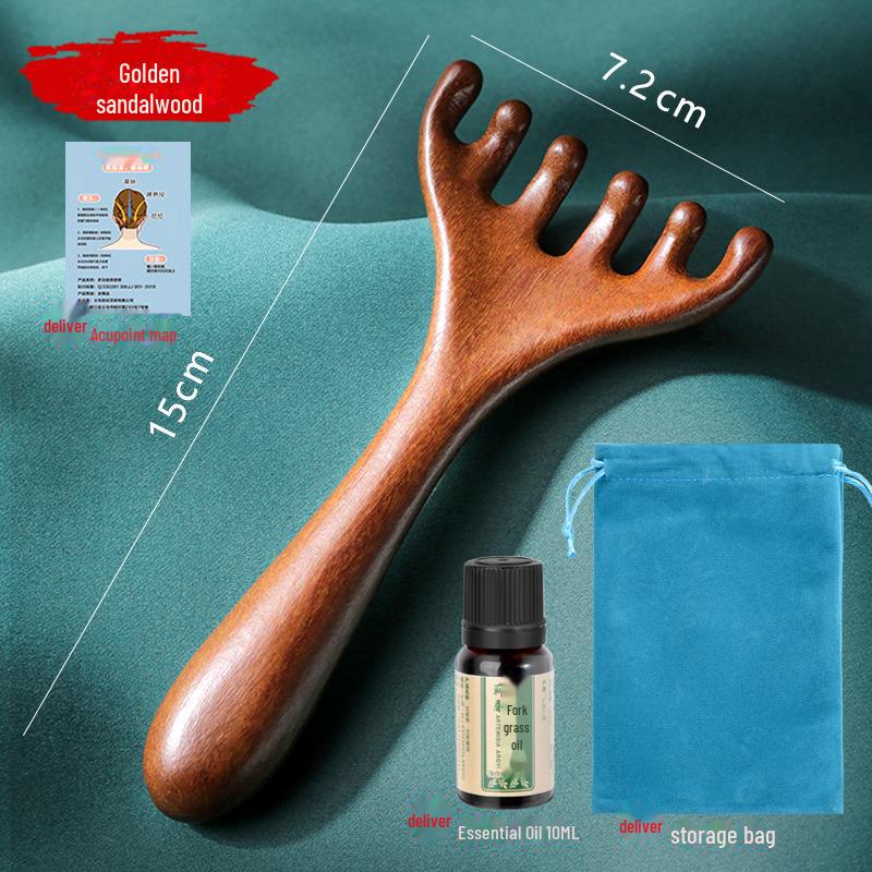 Массажер из рогов сандалового дерева: Расческа для кожи головы с пятью зубцами