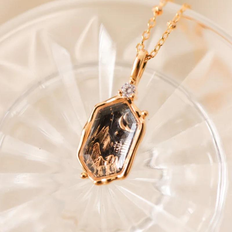 Explosive Korean Starry Sky Necklace, Gemstone Mountain Design, Commuting Stacked With Feminine Light Luxury Accessories