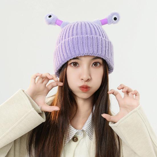 Шерстяная шапка с декором в виде антенны ночного светильника, теплая вязаная шапочка для детей, головной убор для катания на лыжах