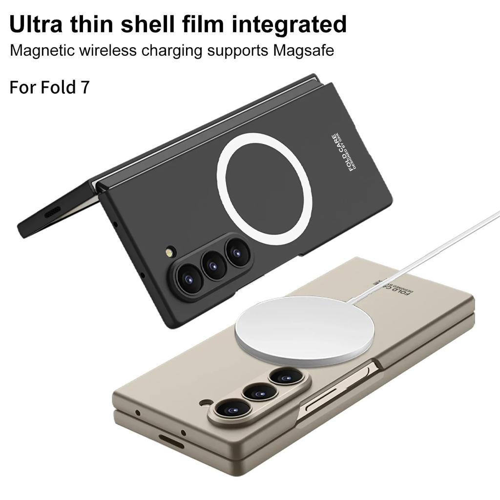 Magnetic Wireless Charging with Tempered Film Phone Case for Samsung Galaxy Z Fold 7 6 Fold7 Fold6 Protective Shockproof Cover