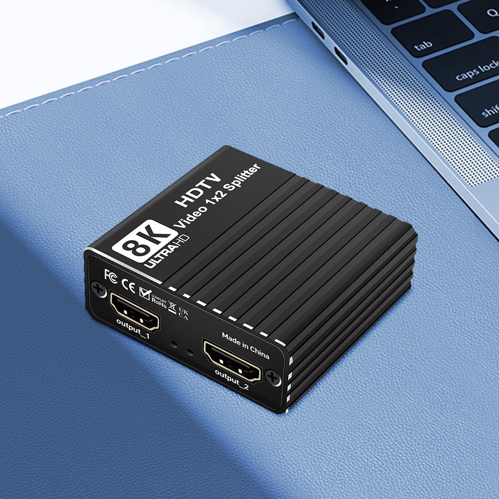 HDTV 1X2 Splitter 8K60hz/4K120hz/1080P240hz HDMI-Compatible 1 To 2 Splitter Dual Display Video Splitter for PS 4/PS 5/Computer