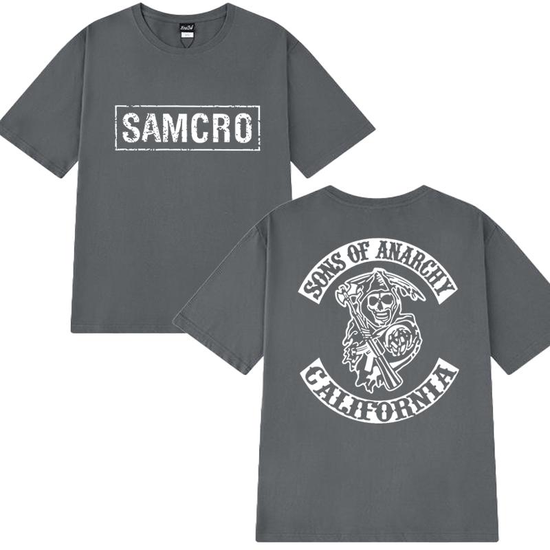 2025 Hip Hop Vintage T Shirt Men Women Sons of Anarchy SAMCRO Double Sided Print Short Sleeve T-shirts Unisex 100% Cotton Tops