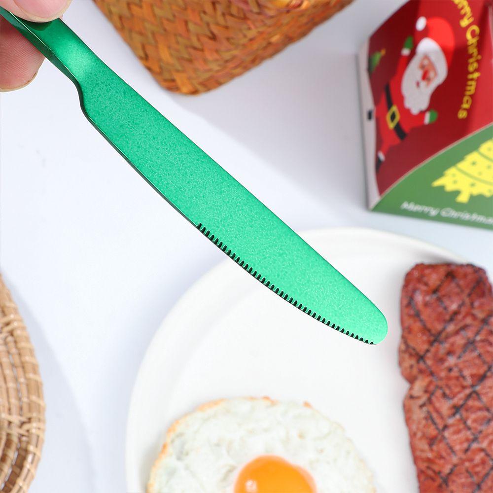 Вилка Ложка Чехол из нержавеющей стали Коробка Посуда Печать снежинок Рождественские наборы посуды Столовые приборы