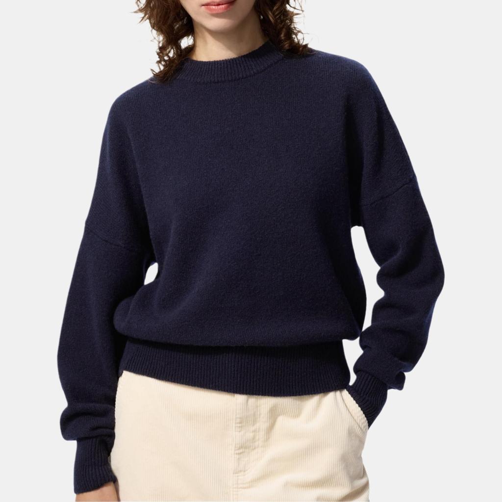 Uniqlo X Comptoir Des Cotonniers Коллаборация Осень/Зима 25 Полувысокий Воротник Повседневный Вязаный Свитер В рубчик Удобный Однотонный С длинным рукавом 480026-69