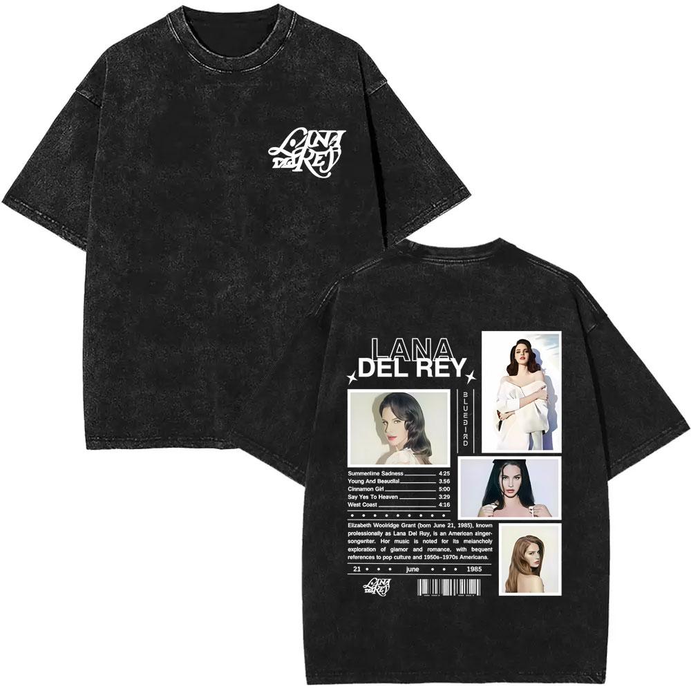 Washed Vintage WashedLana Del Rey Tour Tshirt Men Women Hip Hop Fashion Pop Music Tshirts Unisex Casual Cotton T Shirts