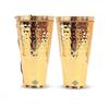 Set of 2 Brass Lassi Glass with Hammered Design, Drinkware & Serveware for Lassi, Milk, and Water, Height-6.5" Inches, Volume-700 Ml