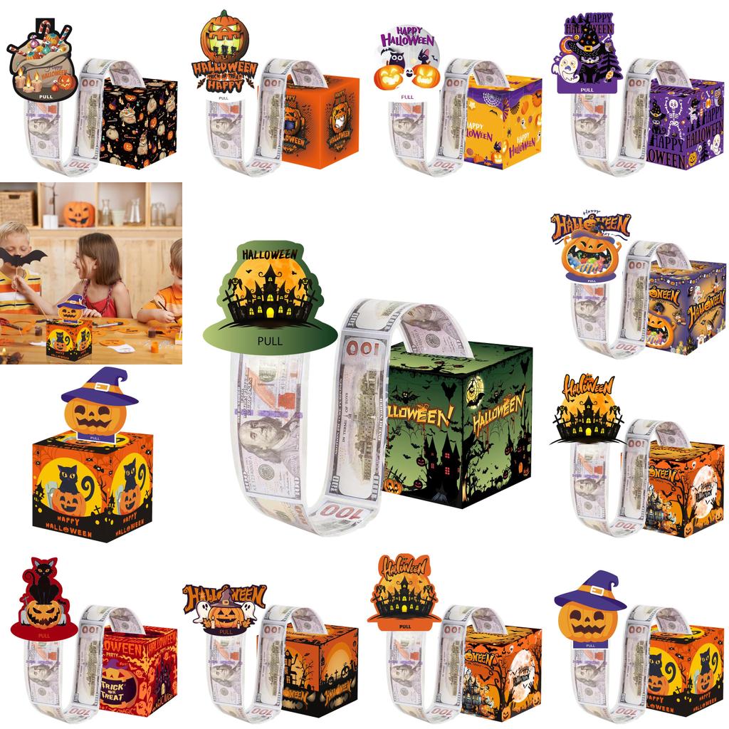 Gift Halloween Box Scene With Pumpkin Cat Castle Design For Festival Decor