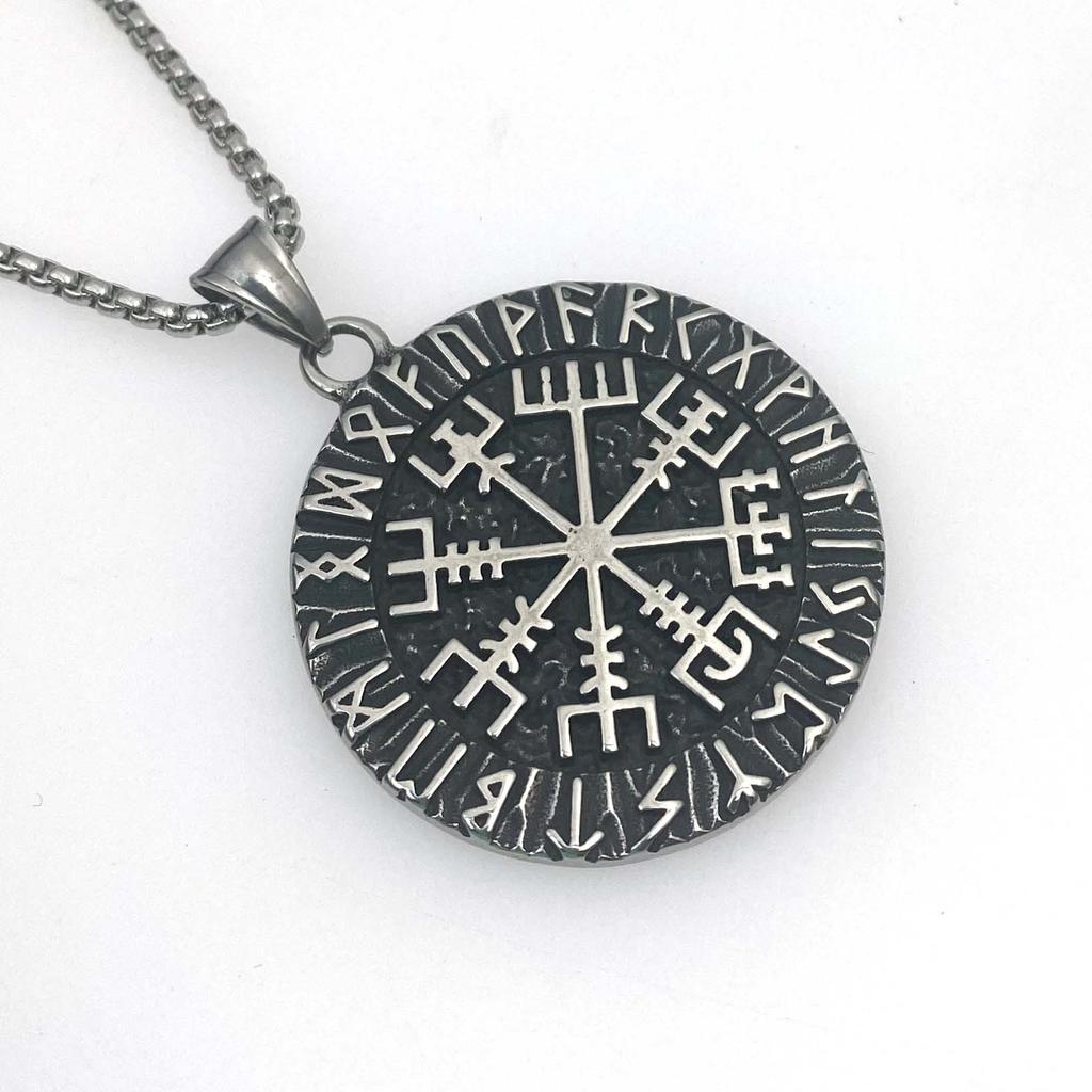 Подвеска из нержавеющей стали с компасом, ожерелье с диском темного ветра, персонализированные аксессуары из титановой стали в стиле ретро