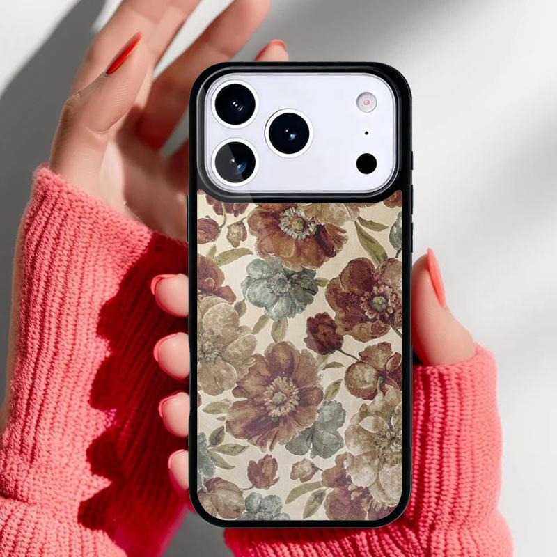 Винтажный чехол для телефона с цветами и листьями для iPhone 17 Air 16e 15 14 13 Pro Max Задняя крышка для 12 11 Pro Coque