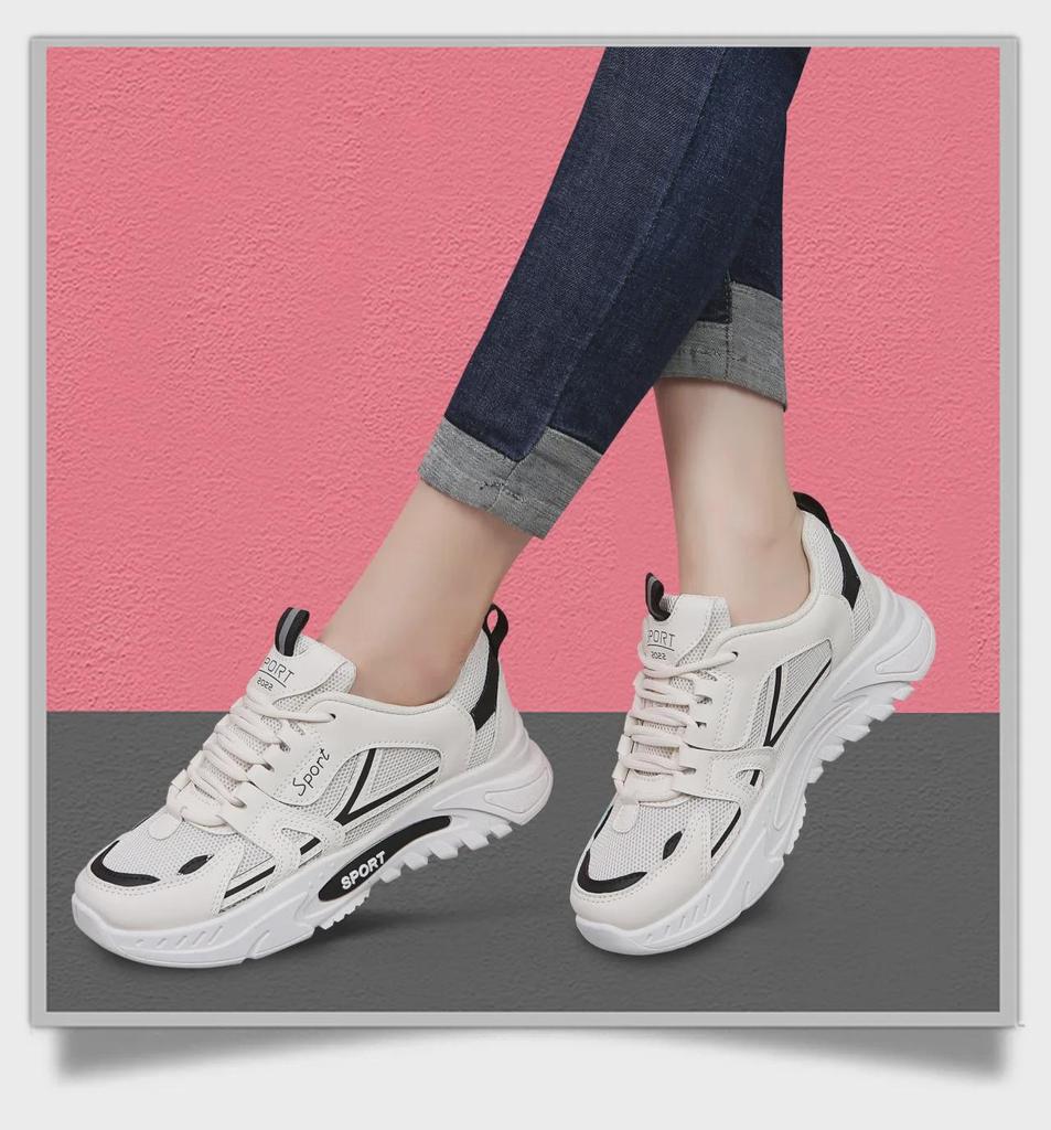 Повседневные кроссовки на толстой подошве с сетчатым верхом и шнуровкой, весна/лето 2025 г. – сверхлегкие кроссовки с мягкой подошвой для женщин.