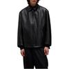 Adidas Solid Color Zip Collar Long Sleeve Leather Jacket Men Jackets Black JD9795